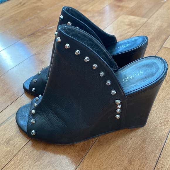 STUART WEITZMAN Upfrontal leather open toe mules - Picture 9 of 15